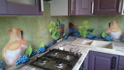 Фартук фото: гроздья винограда, заказ #УТ-2204, Фиолетовая кухня.