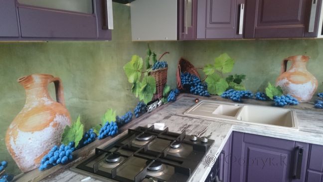 Фартук фото: гроздья винограда, заказ #УТ-2204, Фиолетовая кухня.