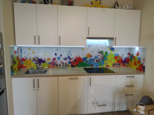 Фартук для кухни фото: иллюстрация красок, заказ #ИНУТ-1157, Белая кухня.