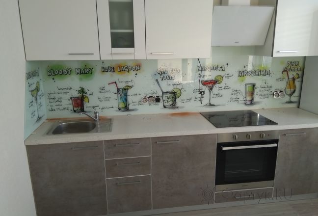 Стеновая панель фото: иллюстрация напитков с описанием, заказ #ИНУТ-933, Серая кухня. Изображение 185554
