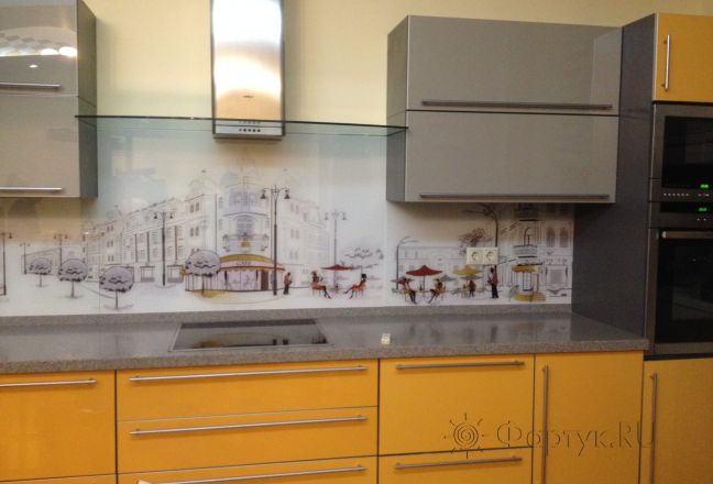 Скинали для кухни фото: кафе парижа, заказ #УТ-1743, Желтая кухня. Изображение 110828