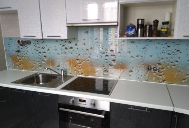 Скинали фото: капли воды на стекле, заказ #ИНУТ-666, Черная кухня. Изображение 208504