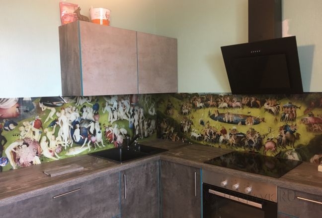 Стеновая панель фото: картина, заказ #КРУТ-796, Серая кухня.