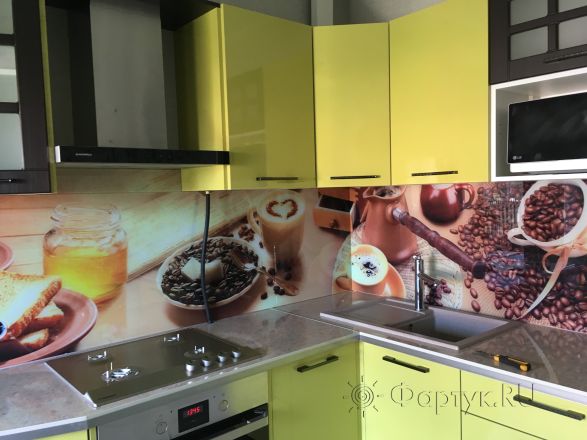 Скинали для кухни фото: кофе, заказ #КРУТ-777, Желтая кухня.