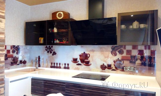 Фартук с фотопечатью фото: кофе и шахматы, заказ #УТ-2195, Коричневая кухня.
