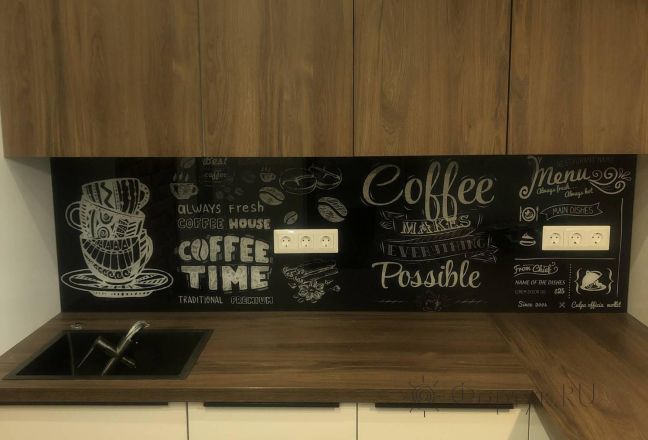 Фартук с фотопечатью фото: коллаж &quot;время для кофе&quot;, заказ #ИНУТ-10331, Коричневая кухня.