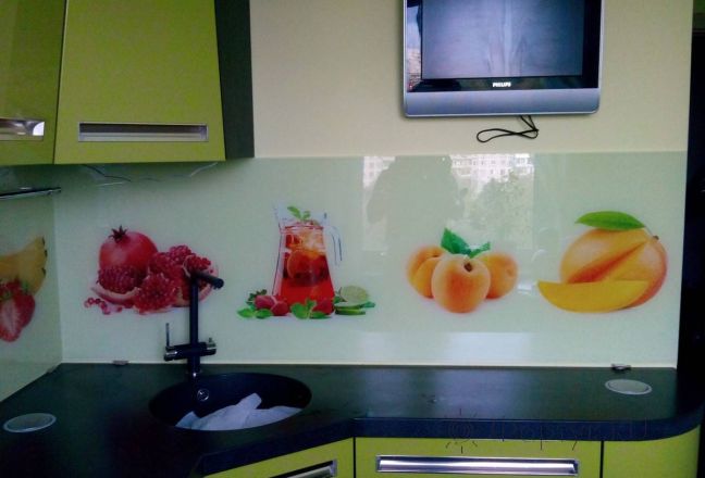 Скинали для кухни фото: коллаж из фруктов. , заказ #S-655, Зеленая кухня.