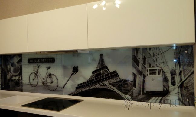 Фартук с фотопечатью фото: коллаж париж, заказ #УТ-1166, Коричневая кухня.