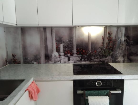 Фартук для кухни фото: коллаж в серых тонах , заказ #ИНУТ-3256, Белая кухня.