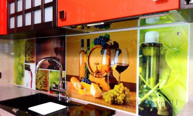 Скинали фото: коллаж виноград и вино, заказ #УТ-1346, Красная кухня.