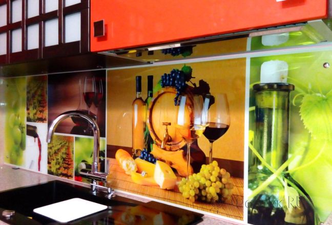 Скинали фото: коллаж виноград и вино, заказ #УТ-1346, Красная кухня. Изображение 183366