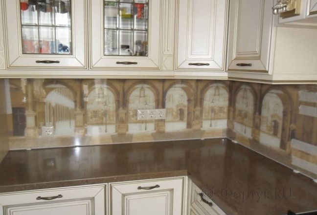 Скинали для кухни фото: коричневый арки, заказ #S-1375, Желтая кухня.