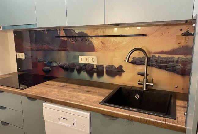 Стеновая панель фото: красивый пейзаж горной реки, заказ #ИНУТ-17404, Серая кухня. Изображение 81750