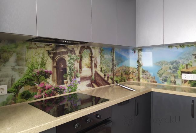 Стеновая панель фото: красивый вид, заказ #ИНУТ-13175, Серая кухня. Изображение 205224