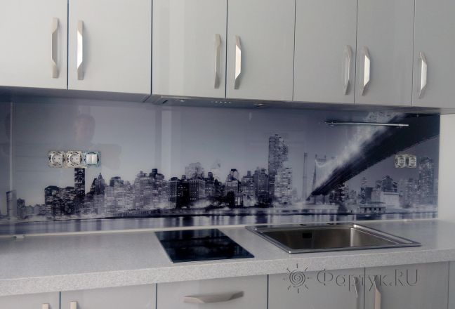 Стеновая панель фото: красивый вид нью-йорка, заказ #ИНУТ-1041, Серая кухня. Изображение 80012