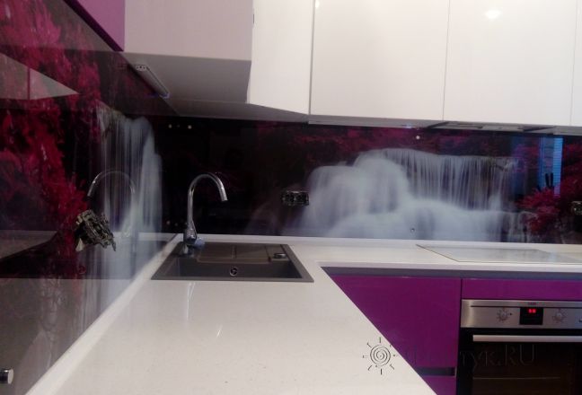 Фартук фото: красивый водопад, заказ #ИНУТ-595, Фиолетовая кухня. Изображение 82700
