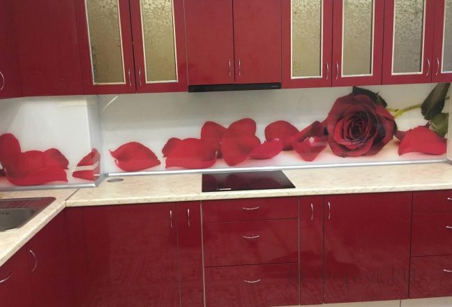 Скинали фото: красная роза, заказ #КРУТ-1763, Красная кухня. Изображение 198396