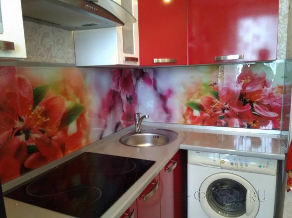Скинали фото: красные цветы, заказ #ИНУТ-5451, Красная кухня.