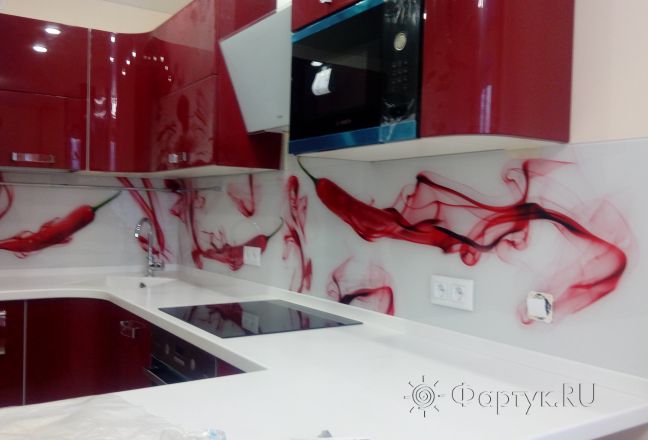 Скинали фото: красный острый перец и разводы, заказ #ИНУТ-721, Красная кухня.