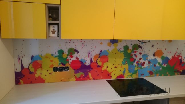 Скинали для кухни фото: красочные пятна, заказ #УТ-1612, Желтая кухня.