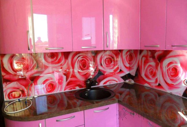 Фартук фото: крупные розы, заказ #SN-170, Фиолетовая кухня.