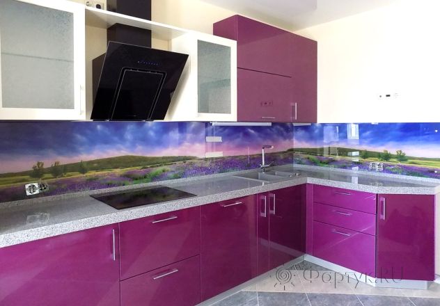 Фартук фото: лавандовое поле, заказ #УТ-660, Фиолетовая кухня.