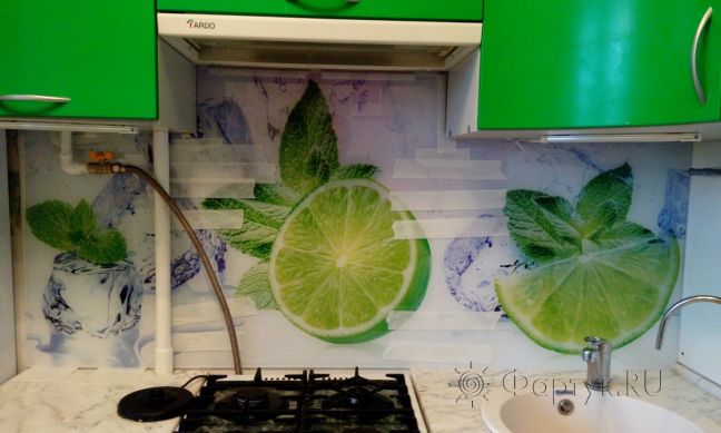 Скинали для кухни фото: лайм, заказ #ГМУТ-048, Зеленая кухня.