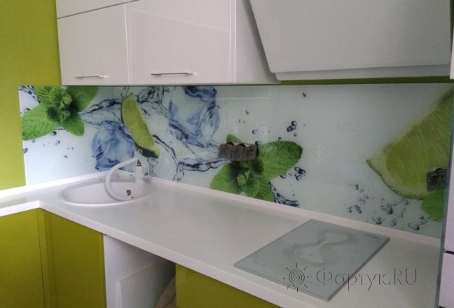 Скинали для кухни фото: лайм и лед, заказ #ИНУТ-4344, Зеленая кухня.