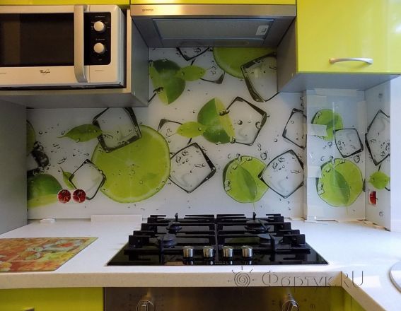 Скинали для кухни фото: лайм с лед, заказ #УТ-609, Зеленая кухня.