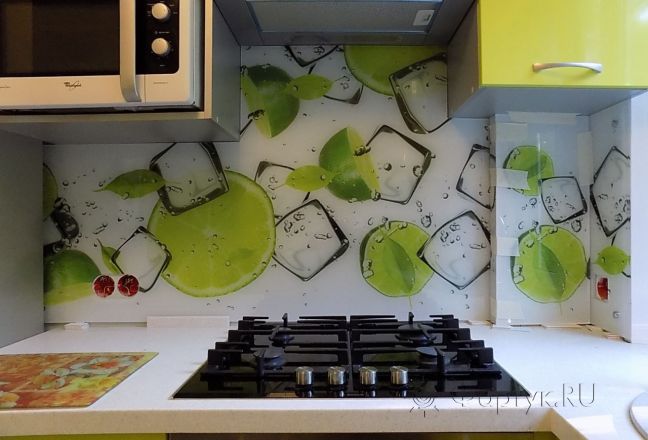 Скинали для кухни фото: лайм с лед, заказ #УТ-609, Зеленая кухня. Изображение 112194