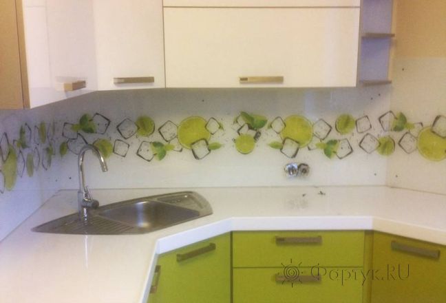 Скинали для кухни фото: лаймы со льдом , заказ #S-13, Зеленая кухня.