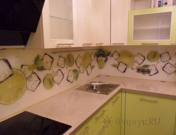 Скинали для кухни фото: лаймы со льдом , заказ #S-816, Зеленая кухня.