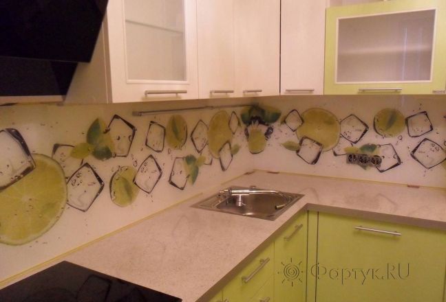 Скинали для кухни фото: лаймы со льдом , заказ #S-816, Зеленая кухня. Изображение 112194