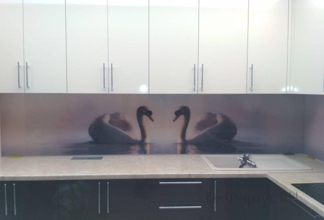 Фартук с фотопечатью фото: лебеди, заказ #ИНУТ-2990, Коричневая кухня. Изображение 85170