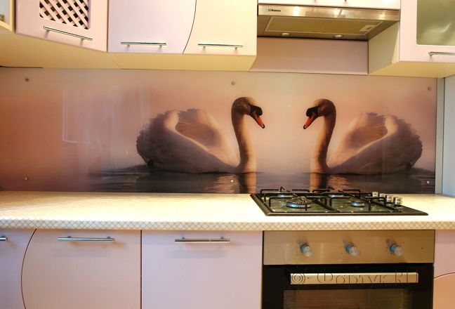 Фартук фото: лебединая пара., заказ #УТ-241, Фиолетовая кухня. Изображение 85170