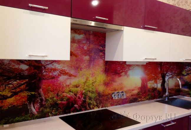 Скинали фото: лес в ярких осенних красках, заказ #ГМУТ-497, Красная кухня. Изображение 198144