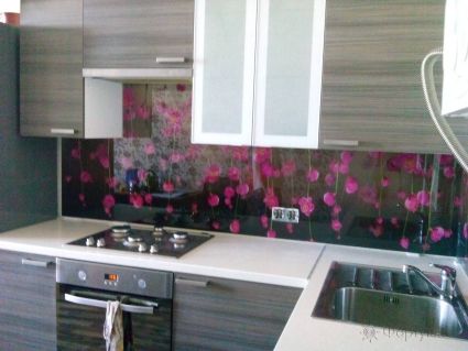 Фартук с фотопечатью фото: лианы с мелкими цветами., заказ #S-583, Коричневая кухня.