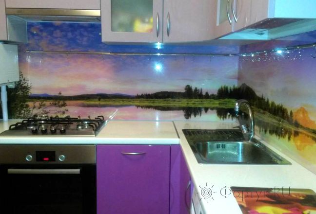 Фартук фото: лиловое небо, заказ #УТ-330, Фиолетовая кухня.