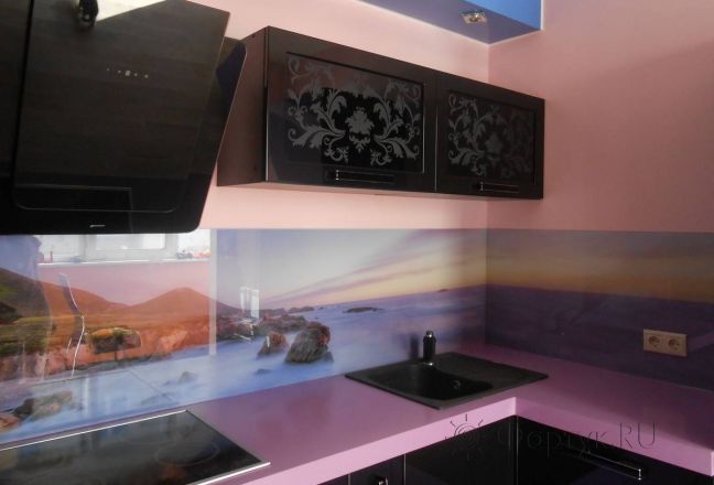 Фартук фото: лиловый закат., заказ #S-68, Фиолетовая кухня. Изображение 111426