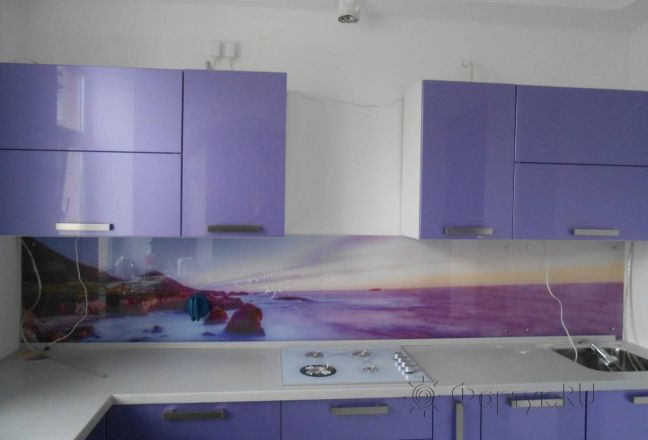 Фартук фото: лиловый закат на калифорнийском пляже., заказ #SK-1111, Фиолетовая кухня. Изображение 111426