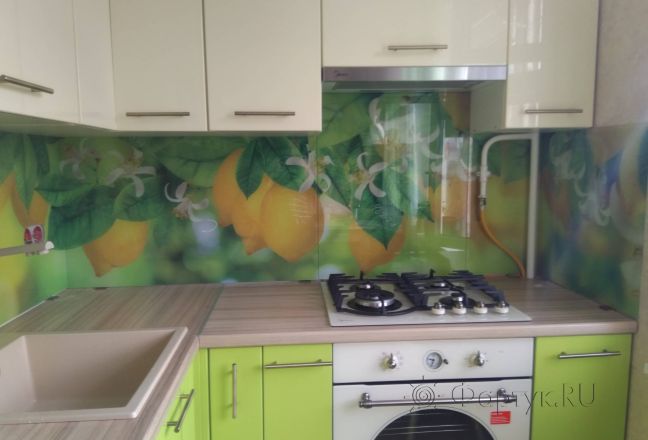 Скинали для кухни фото: лимоны, заказ #ИНУТ-4671, Зеленая кухня. Изображение 205868