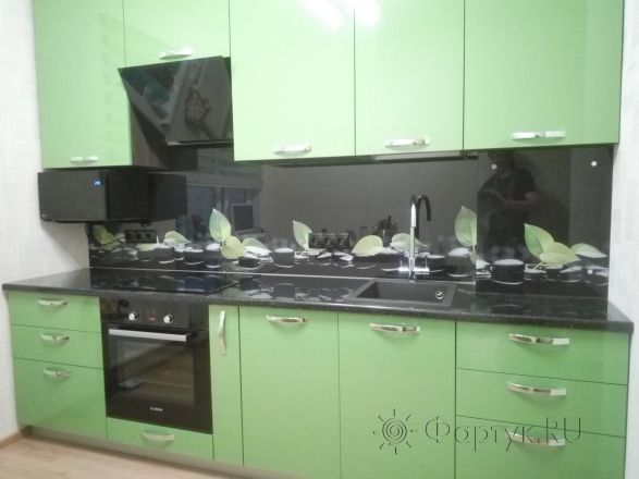 Скинали для кухни фото: листья на камнях, заказ #КРУТ-679, Зеленая кухня.