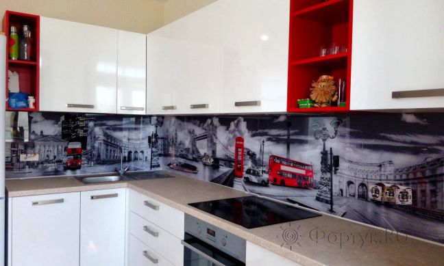 Скинали фото: лондон, заказ #УТ-2070, Красная кухня.