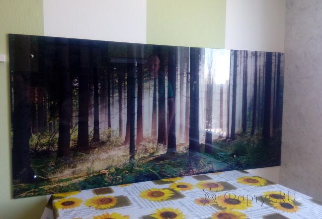 Фартук для кухни фото: лучи солнца в лесу, заказ #ИНУТ-1094, Белая кухня. Изображение 111604