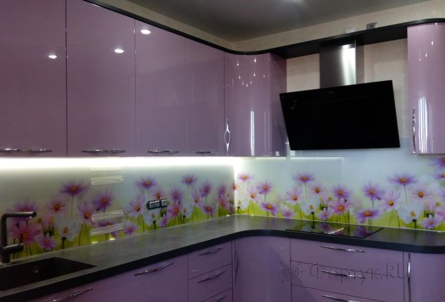Фартук фото: луговые цветы, заказ #УТ-2177, Фиолетовая кухня. Изображение 111908