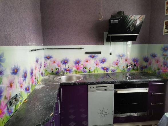 Фартук фото: луговые цветы, заказ #ИНУТ-10401, Фиолетовая кухня.