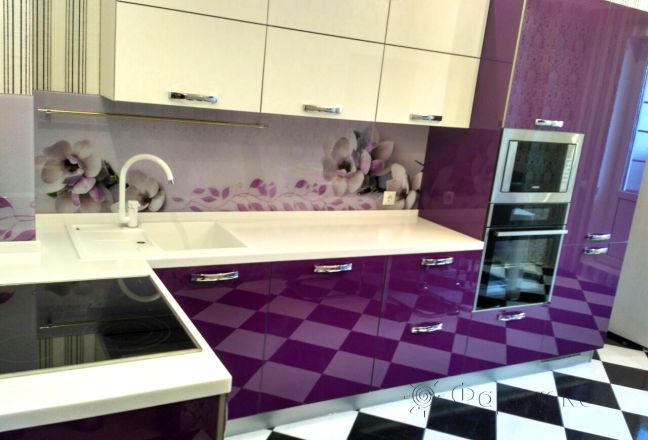 Фартук фото: магнолии, заказ #УТ-896, Фиолетовая кухня. Изображение 112712