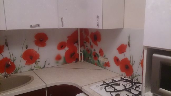 Скинали фото: маки, заказ #УТ-1078, Красная кухня.