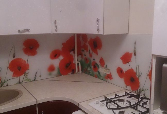 Скинали фото: маки, заказ #УТ-1078, Красная кухня. Изображение 182828