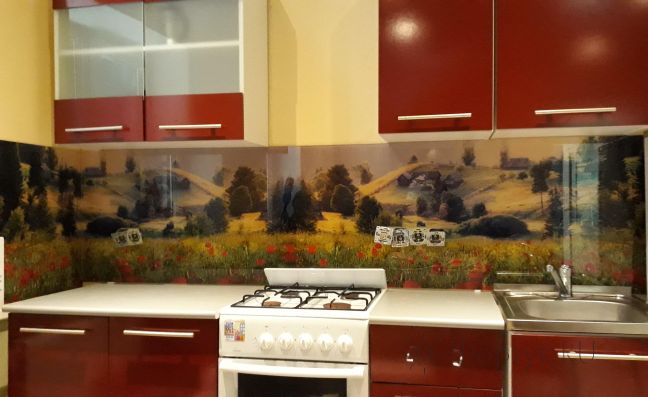 Скинали фото: маковое поле, заказ #ИНУТ-1570, Красная кухня.